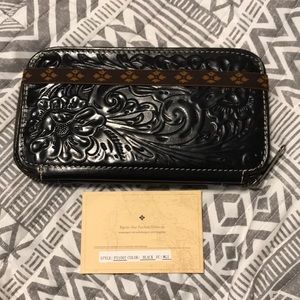 Patricia Nash Black hand tooled Wallet large